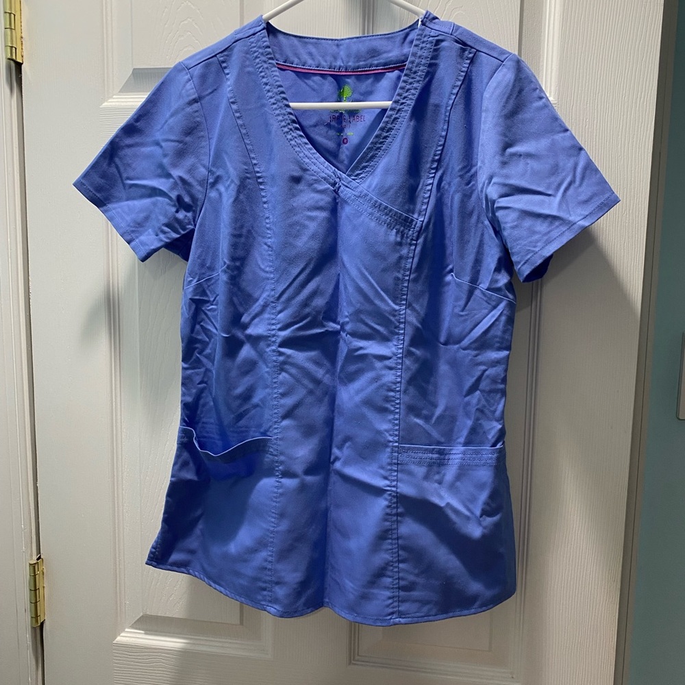 light blue women’s scrub top